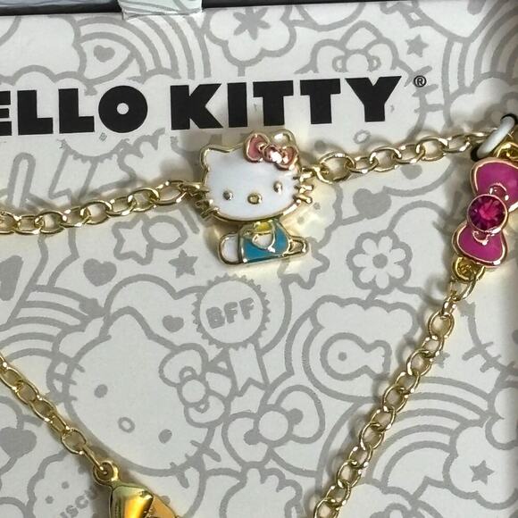 Hello Kitty Charm Bracelet Gold Plated Lobster Clasp NIB - Picture 2 of 6